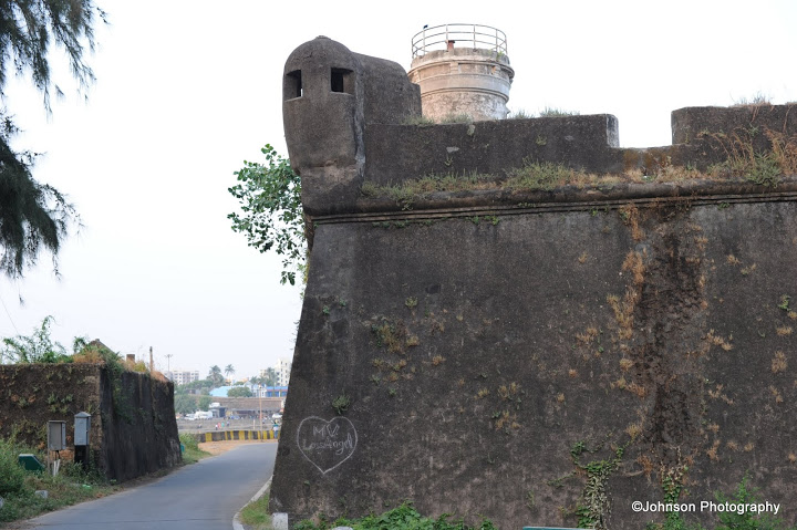 Moti Daman Fort Walls with the Old Light House on the Background