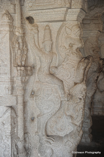 Carvings in side the Mandapa of Virupaksha Temple